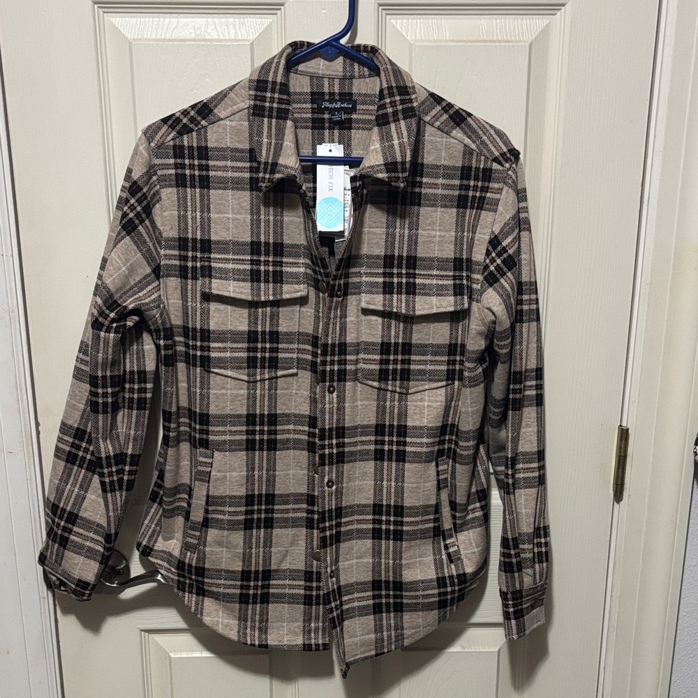 Maryville double pocket plaid knit shirt jacket